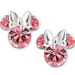 💗💓 NWT - Minnie Mouse Crystal Stud sterling silver Earrings & Trinket Dish